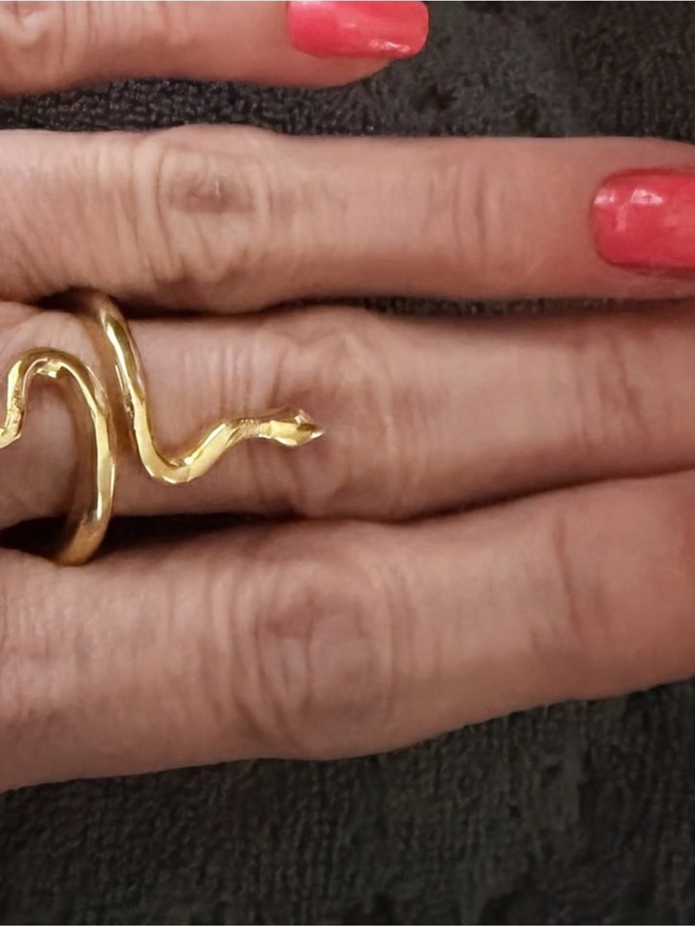 Gold Snake Wrap Ring - Women's Fashion Jewelry - Picture 3 of 4